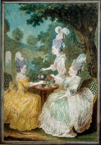 Dámy z Montessonu, Crestu a Damašku s akvarelem Louis carrogis dit Carmontelle (1717-1806) 1773. Paříž, Musee Carnavalet od Carmontelle