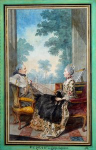 Monsieur a Madame Despourdons Akvarel Louis Carrogis Carmontelle (1717-1806) 1766 Paříž, Musee Carnavalet od Carmontelle