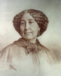 Portrét ženy z dopisů George Sand (1804-1876) Aurore Dupin, baronka Dudevant Kresba Rene Jouhan (1835-?) z fotografie Nadara od Nadar