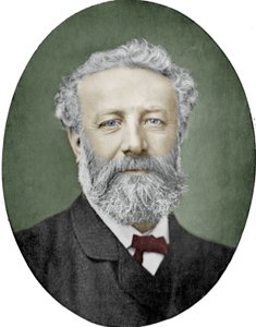 Jules Verne (1828-1905) francouzský romanopisec, fotografie Nadar, kolorovaný obraz od (1820-1910) Nadar