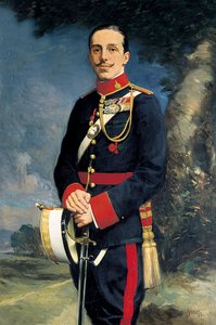 Portrét Alfonse XIII (1886-1941), španělského krále ve vojenské uniformě. Obraz Kaulak (19. století) od Kaulak