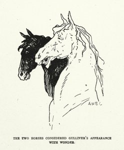 Ilustrace ke knize Gulliverovy cesty, Jonathan Swift (litografie) od (after) American School