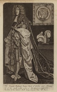 James II a VII, král Anglie, Skotska a Irska, když vévoda z Yorku (rytina) od (after) English School