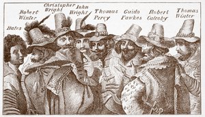 The Gunpowder Plot Conspirators, po rytině z roku 1606 (rytina) od (after) English School