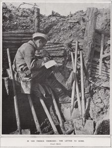 Ve francouzských zákopech, dopis domů (č/b foto) od (after) English photographer
