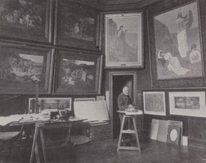 Francouzský malíř Pierre Puvis de Chavannes ve svém ateliéru (čb fotografie) od (after) French Photographer