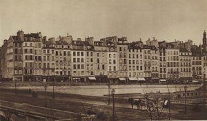 Quai Le Pelletier circa 1855, nyní součást Quai de Gesvres (černobílá fotografie) od (after) French Photographer