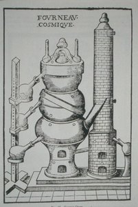 Kosmická pec, z „La Theotechnie Ergocosmique“ od Annibala Barleta (1653) ilustrovaná v historii magie publikované koncem 19. století (litho) od (after) French School