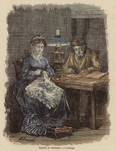 Zdravá úroveň osvětlení v domácnosti (barevné gravírování) od (after) French School