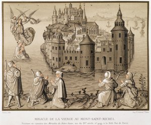 Miracle of the Virgin at Mont-Saint-Michel - faksimile camaieu obrazu „Zázraky Panny Marie“ od (after) French School