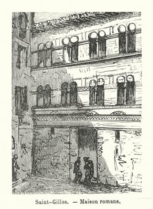 Saint-Gilles, románský dům (rytina) od (after) French School