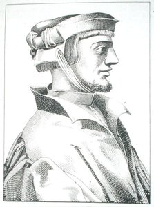 Agrippa von Nettesheim (1486-1535) kopie ilustrace z „Das Kloster“ díl II od J Scheible, Stuttgart 1845, použitá v „Historie magie“, vydané koncem 19. století (rytina) od (after) German School