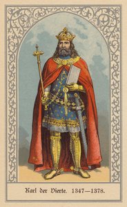 Karel IV., český a německý král a císař Svaté říše římské (barevná litografie)