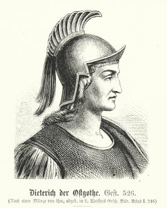 Dieterich Ostrogótský, 454-526, Theodorik (rytina) od (after) German School