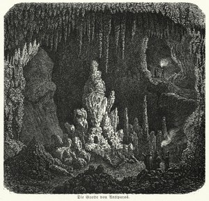 Grotta na Antiparosu, Řecko (rytina) od (after) German School