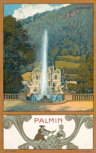 Zámek Linderhof, Bavorsko (chromolitho) od (after) German School