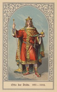 Ota III., král německý a italský a císař Svaté říše římské (barevná litografie) od (after) German School