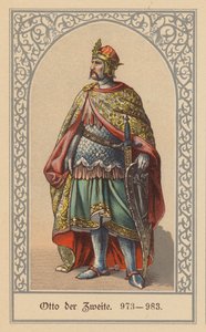 Ota II., král německý a italský a císař Svaté říše římské (barevná litografie) od (after) German School
