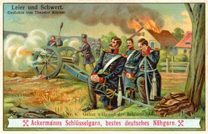 Modlitba během bitvy (chromolitho) od (after) German School