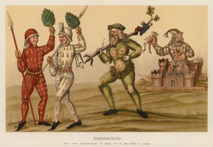 Schembartův karneval, Norimberk (barevná litografie) od (after) German School