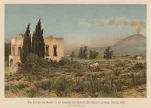 Villa Ferrigni u Neapole (barevná litografie) od (after) German School
