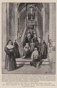 Svaté schodiště v kostele svatého Jana Lateránského, Řím (litho) od (after) Italian School