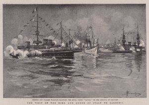 Návštěva krále a královny Itálie na Sardinii (litho) od (after) Italian School