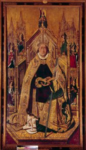 Svatá Dominika de Silos (1000-1073) na trůnu Dominika byla navarrským pastýřem. Stal se benediktinským mnichem v Silosu v Kastilii. Malba na dřevě od Cardenas Bermejo (1435/40-1500) 15. století Rozm. 242 x 130 cm Madrid, muzeum Prado - Saint Dominique of od Bermejo