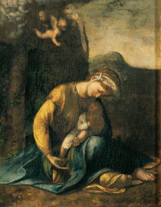 Cikánská dívka, Antonio Allegri, známý jako Correggio (1489-cca 1534), olej na dřevě, 49x37 cm