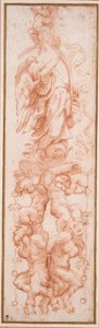 Groteskní dekorace pro žebro klenby (červená křída na bílém papíře) od (c.1489 1534) Correggio