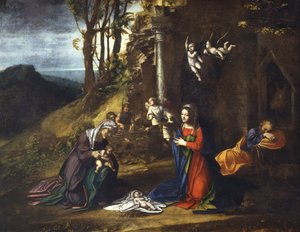 Narození Ježíše se svatou Alžbětou a mladým svatým Janem Křtitelem od (c.1489 1534) Correggio