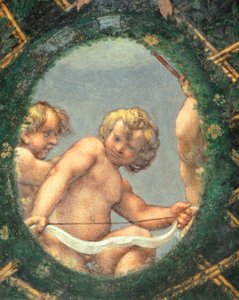 Vejčitý s cherubíny, freska od Antonia Allegri Da Correggia (1489-1534) Pokoj abatyše, klášter San Paolo, Parma, Itálie od (c.1489 1534) Correggio