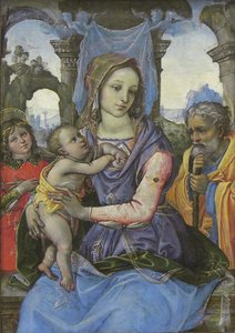 Madona s dítětem se svatým Josefem a andělem, kolem 1490 (tempera na plátně, přeneseno ze dřeva) od 1476 1524 Capponi