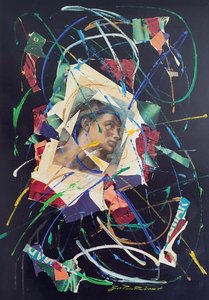 G. C. Riccardi, Adamo, 1986, Kombinovaná technika na plátně, 70x100, Itálie.