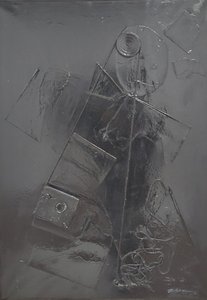 G. C. Riccardi, Combustione n. 2, 1977, kombinovaná technika na plátně, 60x80, Arpino, Nadace Umberta Mastroianniho, Itálie.