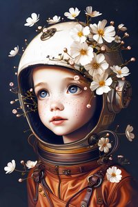 dětský astronaut na planetě Květiny, vlastní velikosti obrázků pro tisk od F. Abderrahim