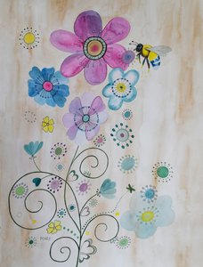 Včely a jejich květy od Marys Watercolors