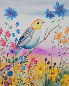 Moderní pták od Marys Watercolors