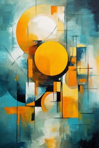 Kubismus  kruh Akvarel vícebarevné malby, Wall Art Print na vyžádání od F. Abderrahim