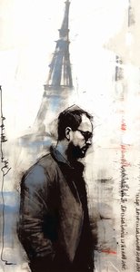 Obraz muže, který se prochází v Paříži, Nástěnná dekorace, kterou si zamilujete, umělecké výtisky od F. Abderrahim