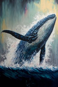 abstraktní keporkak velryba breaching above, umění na zdi | tisk na vyžádání od F. Abderrahim