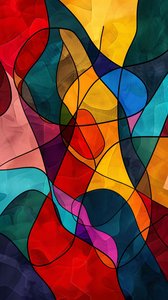 Barevné abstraktní vitráže, vinicunca Picasso styl, Nástěnná dekorace pro každou místnost od F. Abderrahim