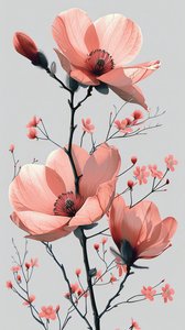 Růžová a šedá linka Sketch, květinová Minimal wall Home Decor | tisk na vyžádání od F. Abderrahim