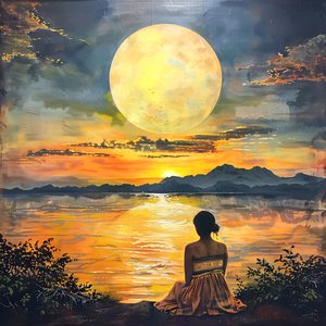 Santa Catalina Mountains and water Sunset, online tisk na plátno na vyžádání od F. Abderrahim