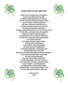Božím dědictvím je ušlechtilá láska ke všem lidem tohoto světa. od Johanna Thier