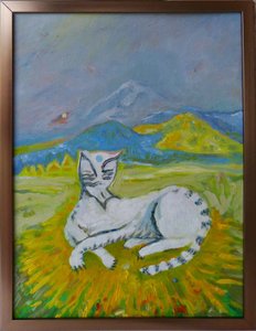 Krajina s bílou kočkou Picasso