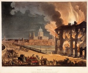 Požár v Londýně od A.C., Rowlandson, Pugin