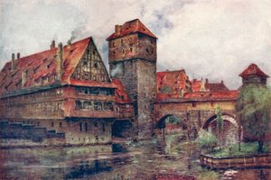 Henkersteg, s Wasserturm, Norimberk, Německo, c1905 od AG Bell