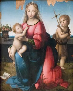 Madonna a dítě s mladým svatým Johnem, Andrea Piccinelli známý jako il Brescianino (olej na panelu) od A. (1485 c.1525) Piccinelli
