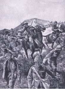 Britští zajatci, kteří bránili Búrům v odstranění námořního děla, z knihy After Pretoria: The Guerilla War vydané nakladatelstvím Harmsworth Bros Limited v roce 1901.